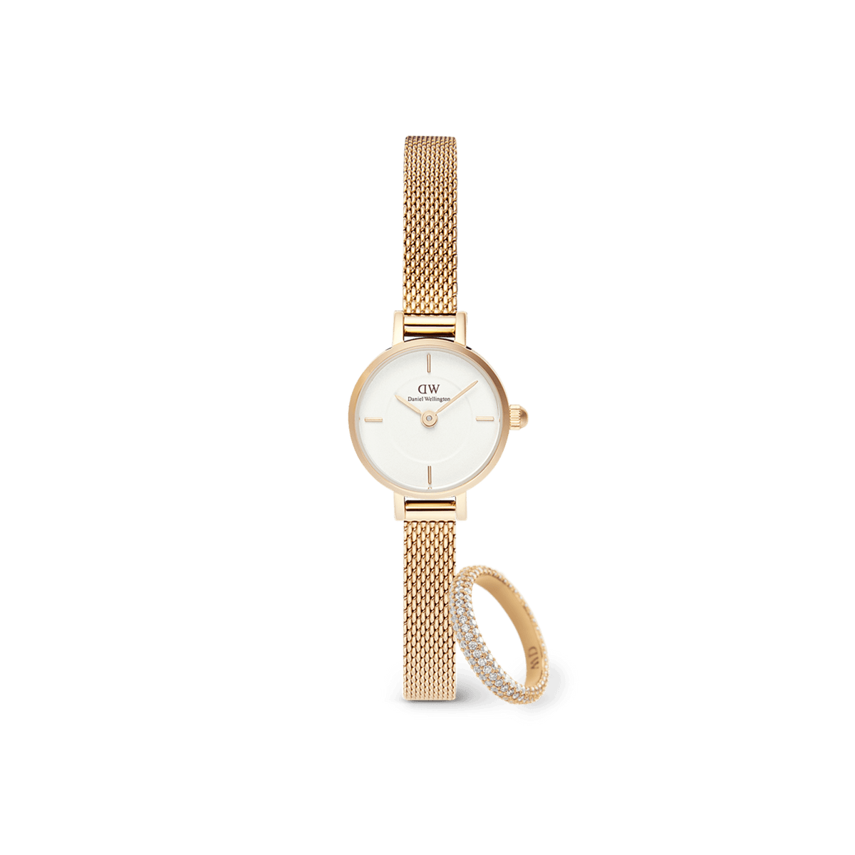 Petite Mini & Pave Crystal Ring Gold Set
