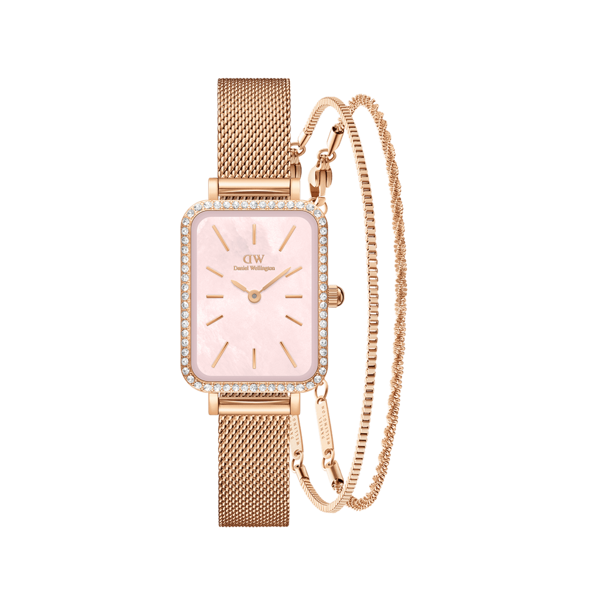 Quadro Bezel & 2x Bracelet Set Rose Gold