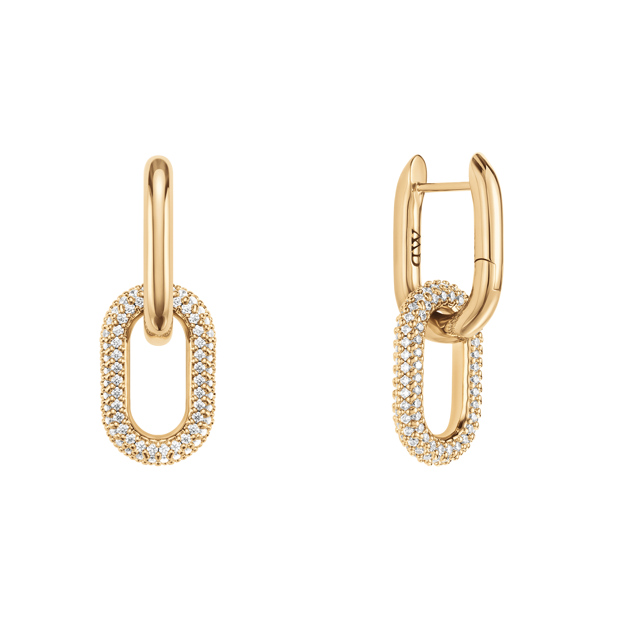Crystal Link Earrings Gold Crystal Link Earrings Gold