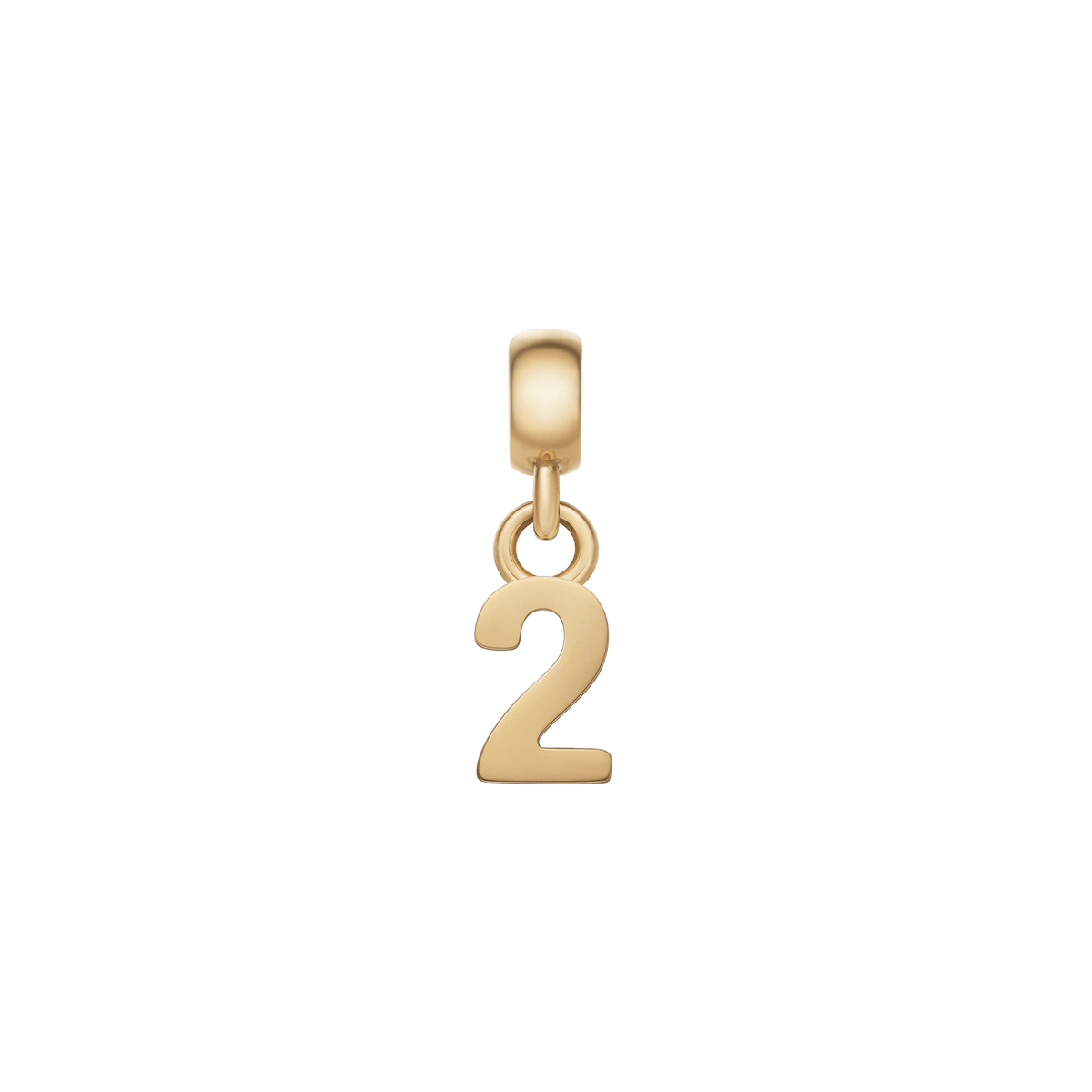 Daniel WellingtonのNumber Charmは、数字「2」をモチーフにしたゴールドカラーのチャームです。ポリッシュ仕上げのステンレススチール製で、丸みのあるベイルからリングを通して数字が下がるデザインとなっています。