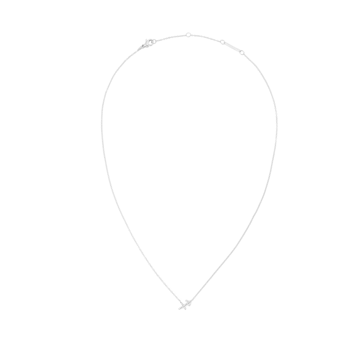 白背景で撮影した、うお座モチーフのCrystal Zodiac Chain Necklace Silverの商品画像です。ロブスタークラスプからアジャスターまでのシルバーチェーン全体と、クリスタルをあしらった小さな星座ペンダントがはっきりと確認できます。