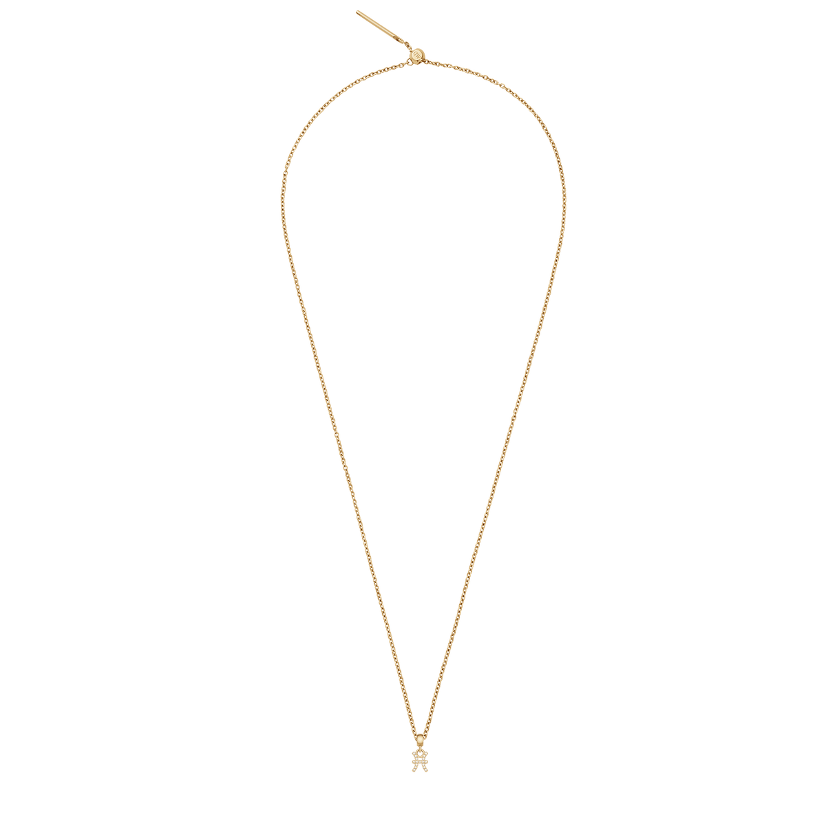 ダニエルウェリントンのCharm Chain Necklaceにうお座のCrystal Zodiac Charm Goldをセットした全体のイメージです。細身のゴールドチェーンの先端に、キュービックジルコニアがあしらわれた星座チャームが下がり、ネックレスとしてのスタイリングをご確認いただけます。