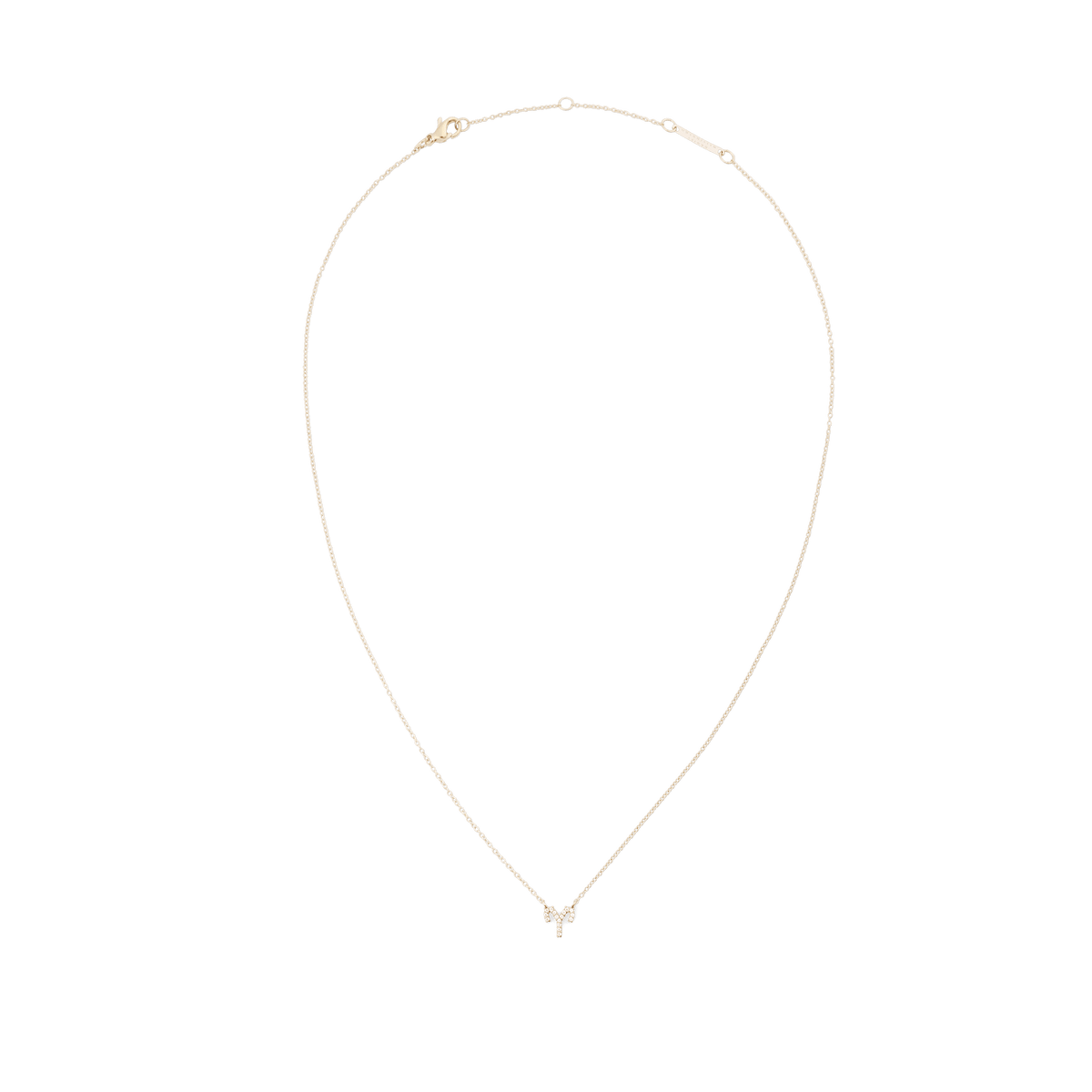 牡羊座モチーフのCrystal Zodiac Chain Necklace Goldを上から全体が見える角度で撮影した商品写真です。ゴールドの細いチェーンが楕円形に広がり、中央下部にはクリスタルでデザインされた牡羊座のペンダントが配置されています。