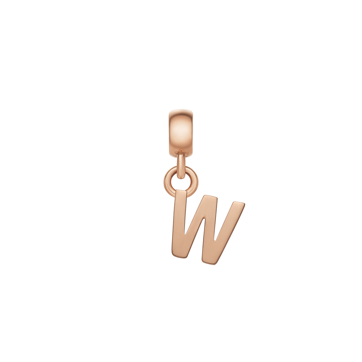 ダニエルウェリントンのレターチャーム「W」ローズゴールド。3つの頂点が描き出す立体感のあるシルエットに、ポリッシュ加工のローズゴールドが上品な輝きを放ちます。ベイル部分から自然になじむ吊り下げデザインです。