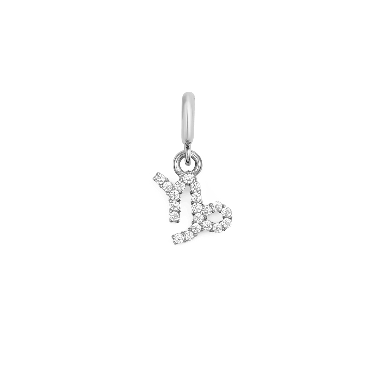 山羊座のシンボルをキュービックジルコニアで表現したZodiac Watch Charm Silverの商品画像です。シルバーカラーのリング部分に連なる山羊座モチーフは、小粒のクリスタルが緻密に配置され、上品な輝きを放ちます。