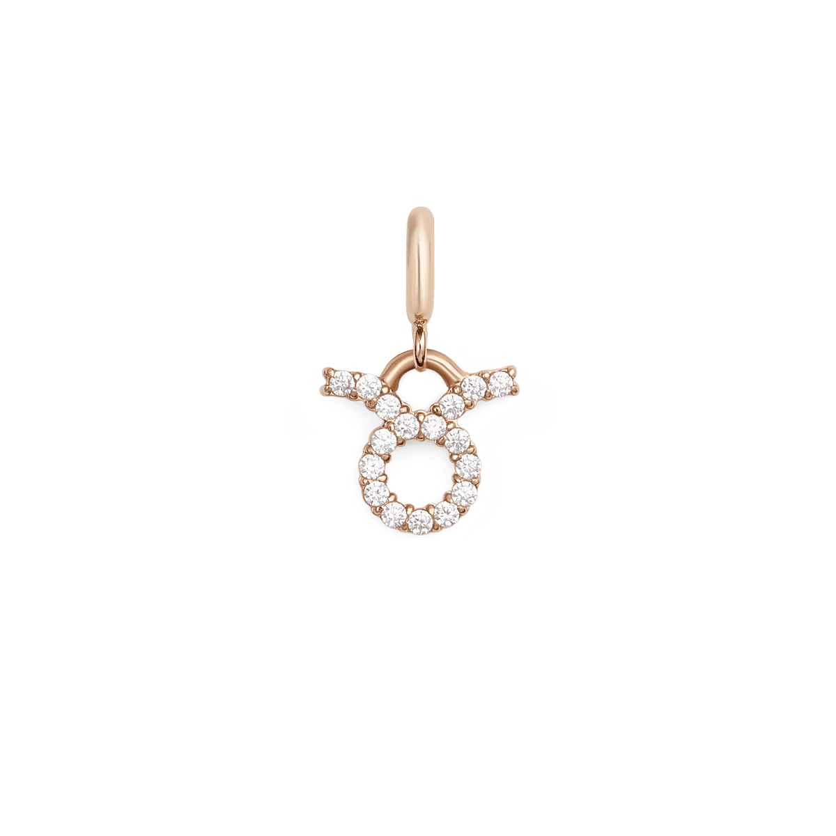 ダニエルウェリントンのZodiac Watch Charm Rose Goldは、牡牛座のシンボルを表現したデザインです。円と両端に伸びるラインで構成された牡牛座のモチーフには、キュービックジルコニアが一粒ずつ丁寧にセットされ、ローズゴールドの柔らかな輝きと調和しています。
