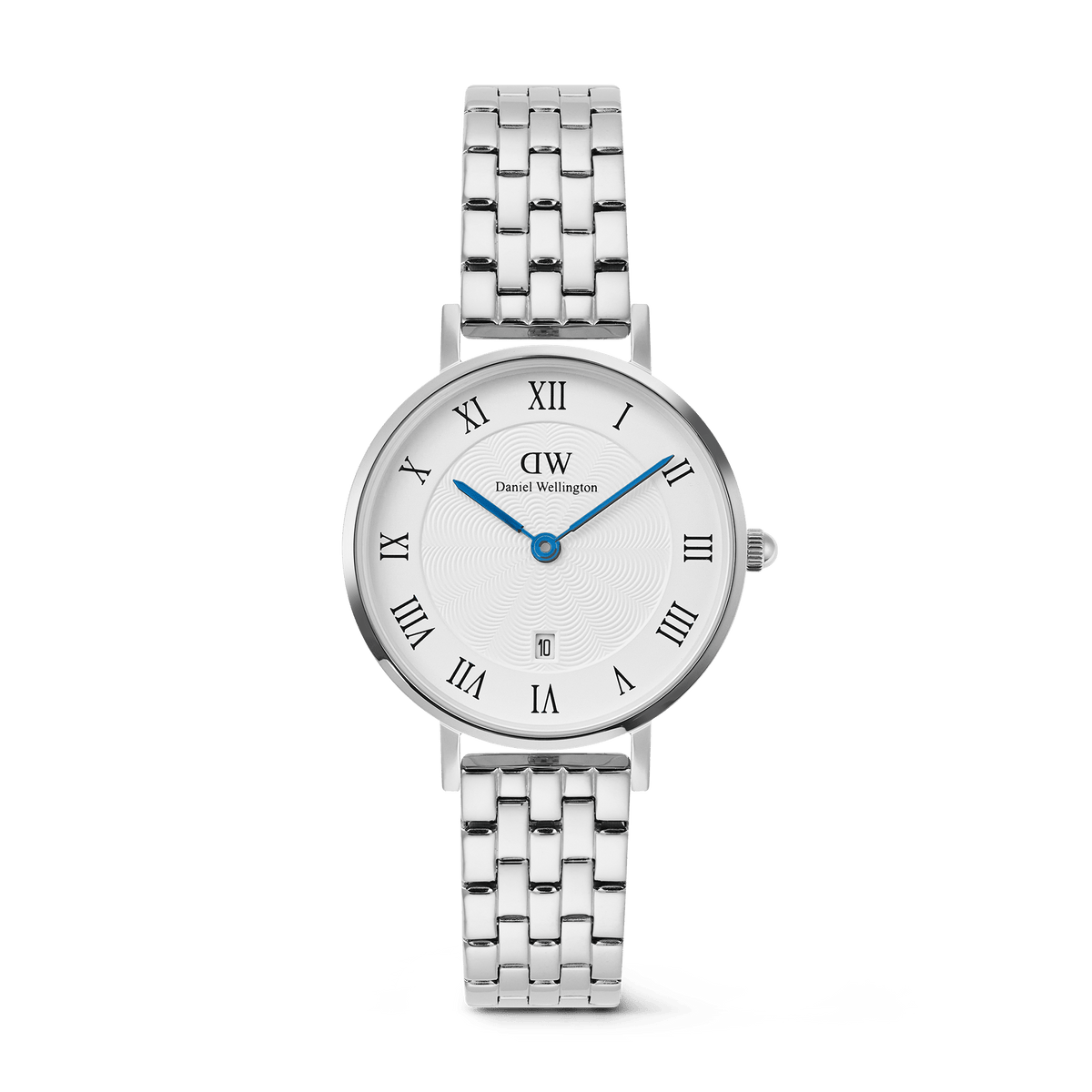 Petite Roman Numerals Date 5-link Silver