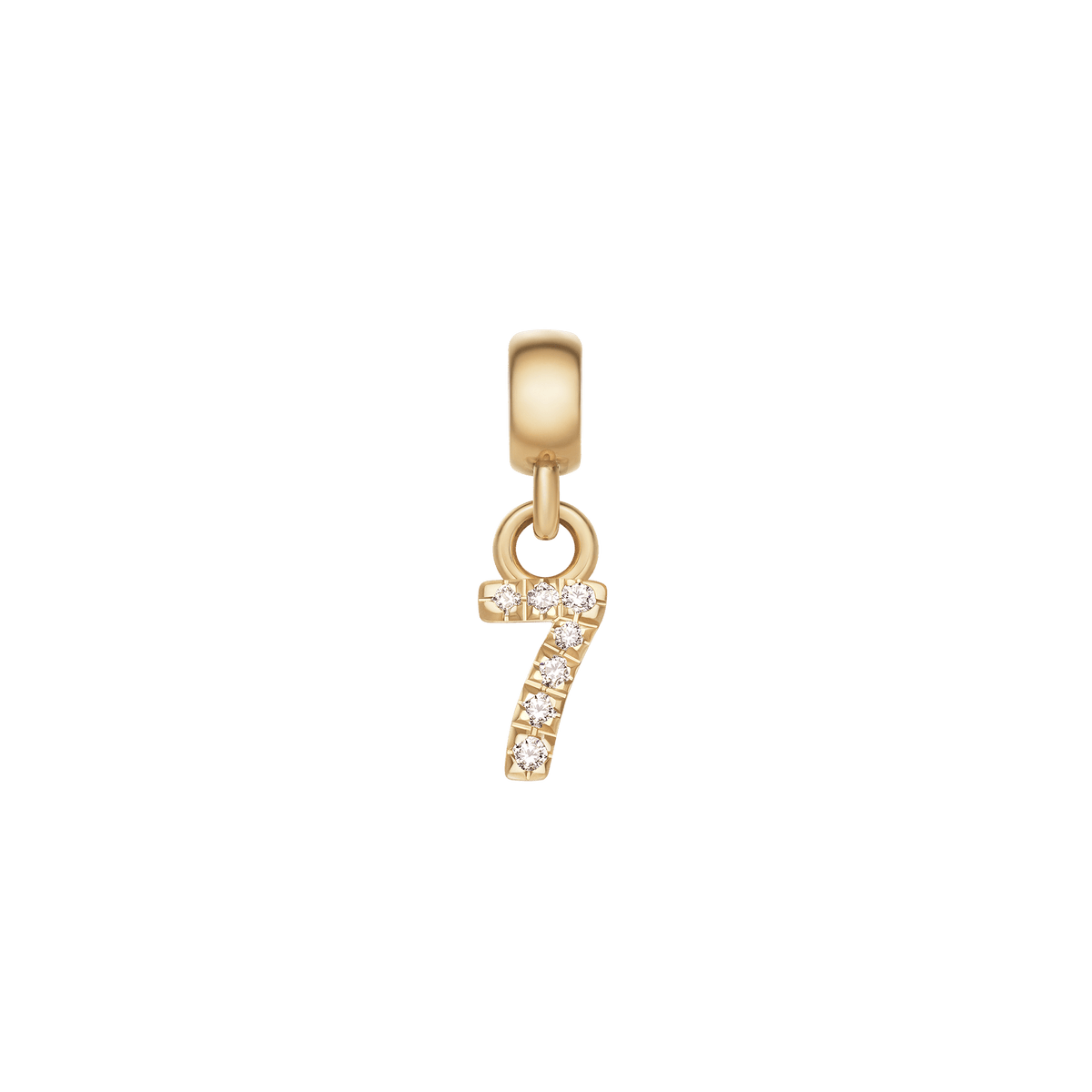 Daniel WellingtonのCrystal Number Charm Goldは、数字の「7」をモチーフにしたデザインです。直線的なフォルムにキュービックジルコニアが輝き、ゴールドPVD仕上げのバレルとコンパクトなサイズ感が魅力のパーソナライズチャームです。