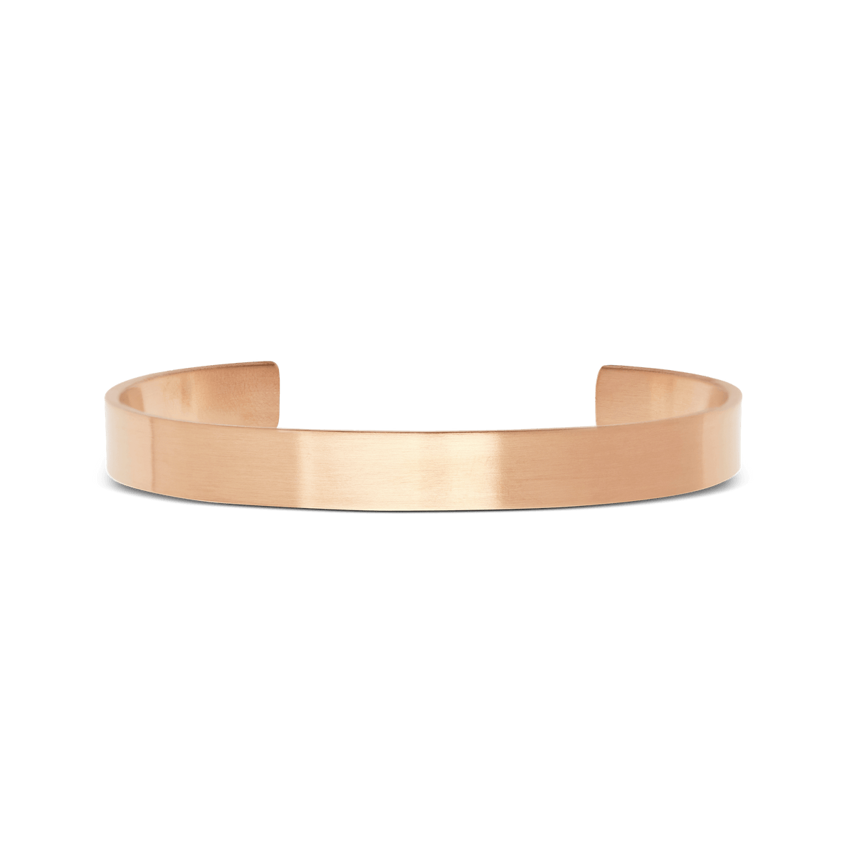ダニエルウェリントン Line Cuff Brushed Rose Goldの正面プロダクト画像。ブラッシュ仕上げのフラットなバンドが柔らかな光沢を放つ、装飾を排したミニマルなオープンカフデザインです。