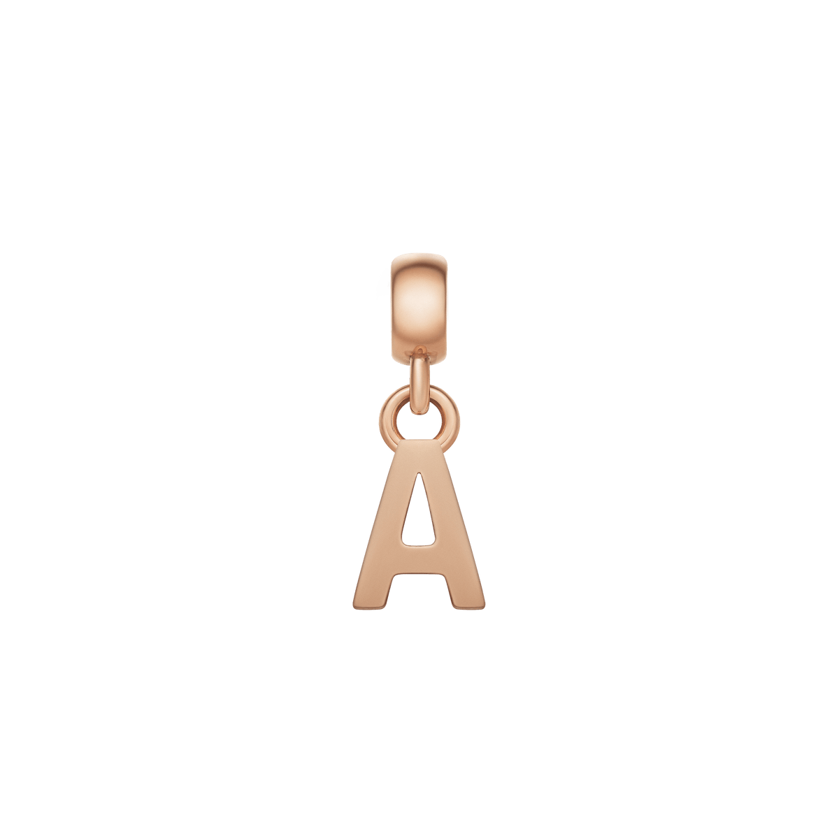 Daniel WellingtonのLetter Charm Rose Goldは、イニシャル「A」をあしらったコンパクトなアルファベットチャームです。ポリッシュ仕上げのローズゴールドカラーで、ベイルが付いています。