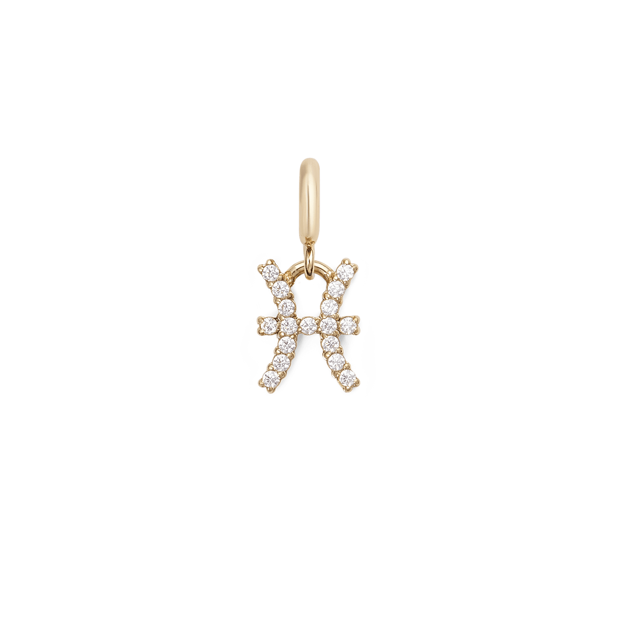 魚座のシンボルをモチーフにしたダニエルウェリントンのZodiac Watch Charm Gold。向かい合う2匹の魚を表現した曲線にキュービックジルコニアが輝き、ゴールドのバチカンから優雅に揺れるデザインです。