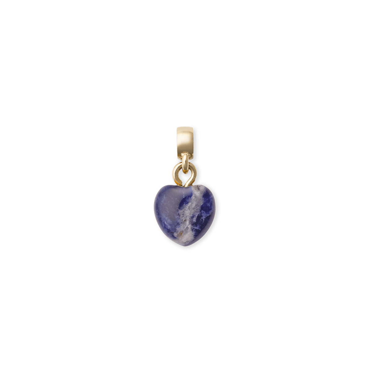 ダニエルウェリントンのBlue Spot Heartゴールドチャームは、深い青と白の筋模様が美しいブルージャスパーのハート型天然石に、ゴールドの金具をあしらったデザインです。