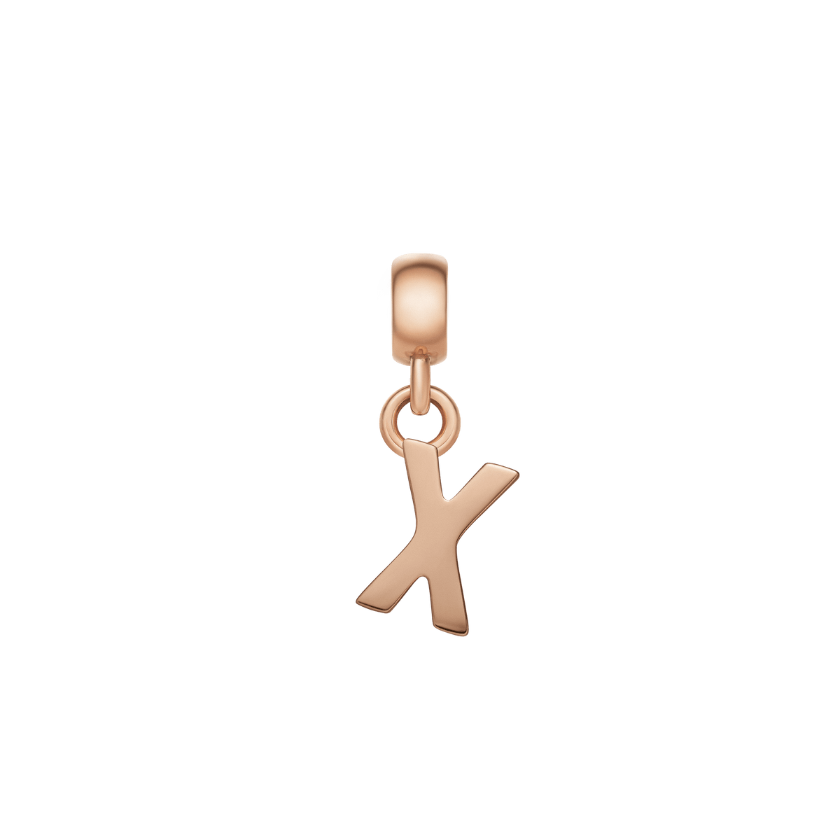 Daniel WellingtonのLetter Charm Rose Gold「X」は、中央で交差する2本のラインが描くシンメトリーなフォルムが特徴のイニシャルチャームです。丁寧にポリッシュされたローズゴールドの輝きが上品な印象を添えます。