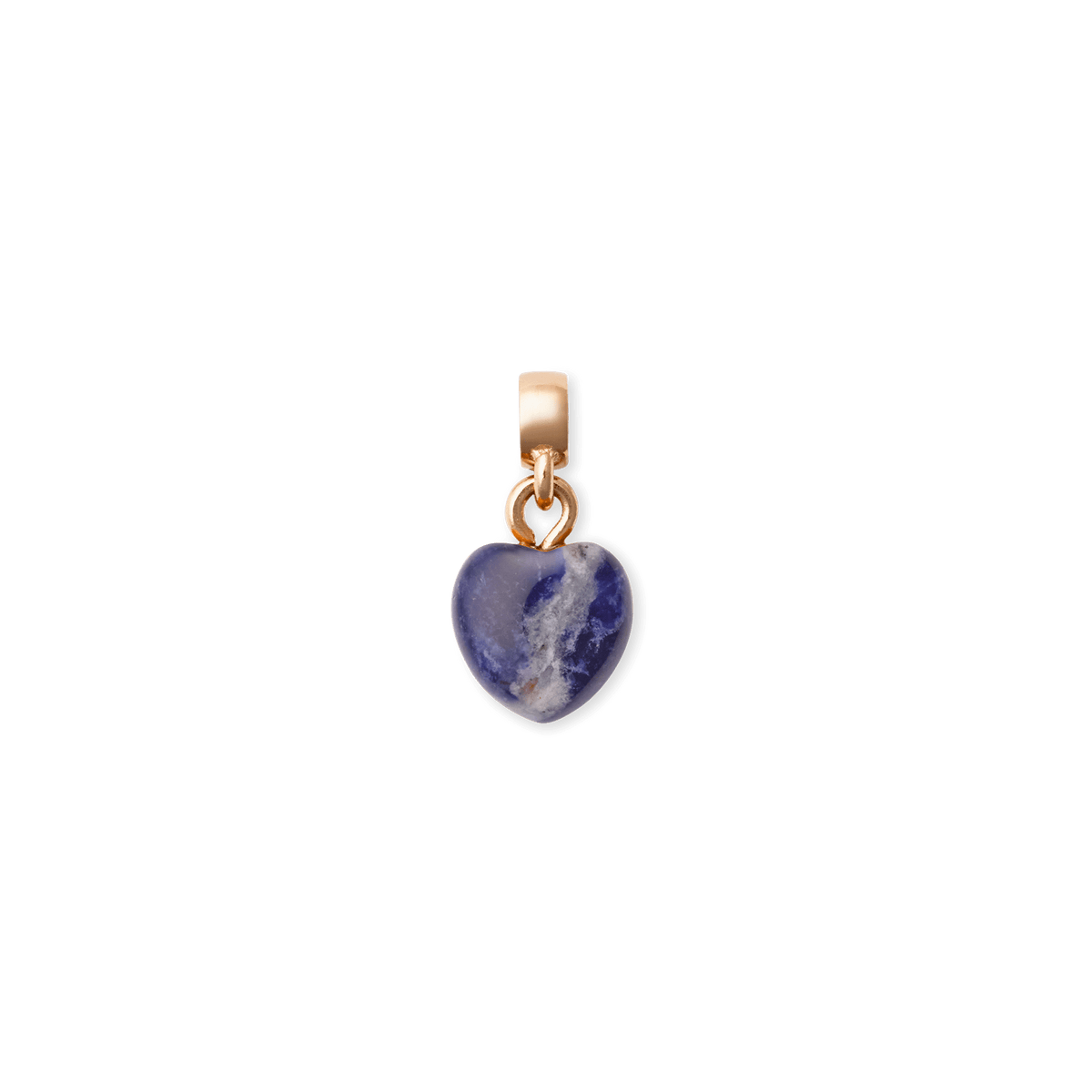 ダニエルウェリントンのBlue Spot Heart ローズゴールドチャーム。深い藍色に白い鉱脈が走るブルースポット天然石をハート型に仕上げ、ローズゴールドの金具で上品にまとめた小ぶりなチャームです。