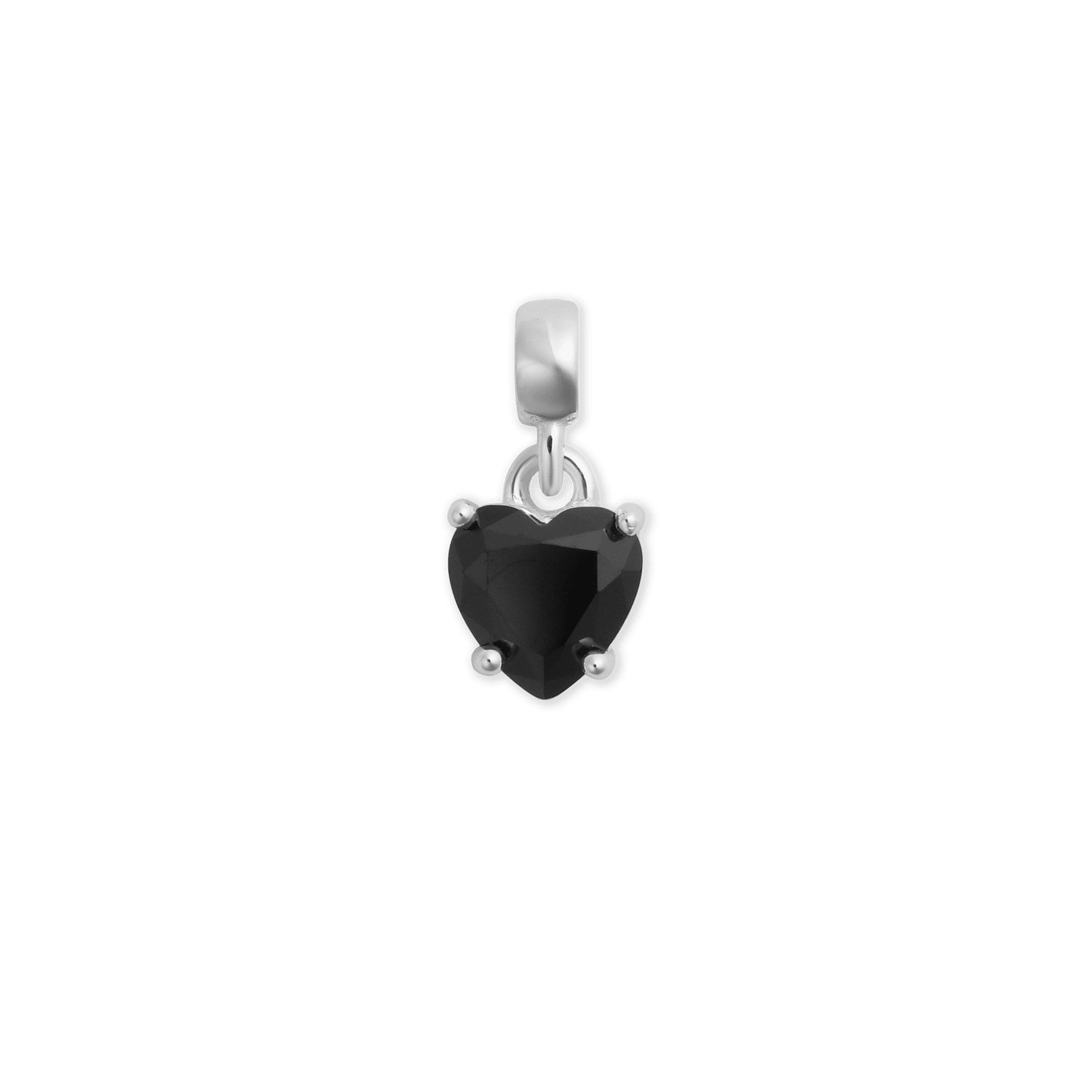 Charm Heart Crystal Black Silver Charm Heart Crystal Black Silver