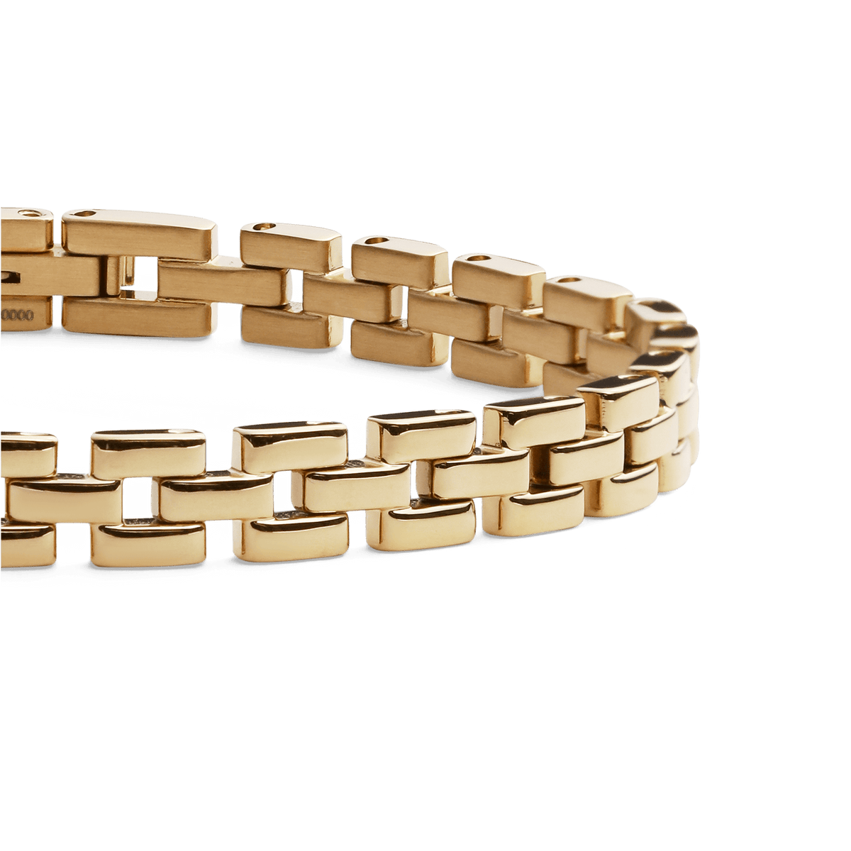 ダニエルウェリントンの3-Link Bracelet Goldをクローズアップ。3連リンクの精巧な構造とPVDゴールドメッキの輝きが際立つ、細部までこだわったデザインです。