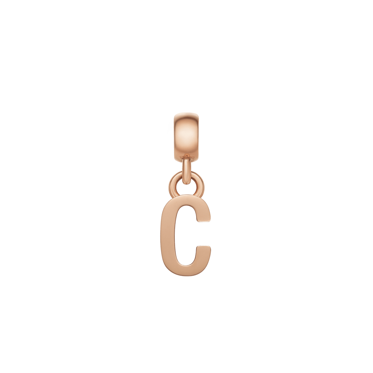 Daniel WellingtonのLetter Charm Rose Gold「C」は、丸みを帯びたベイルから吊り下がるコンパクトなデザインです。ローズゴールドのポリッシュ仕上げが上品な輝きを放ちます。