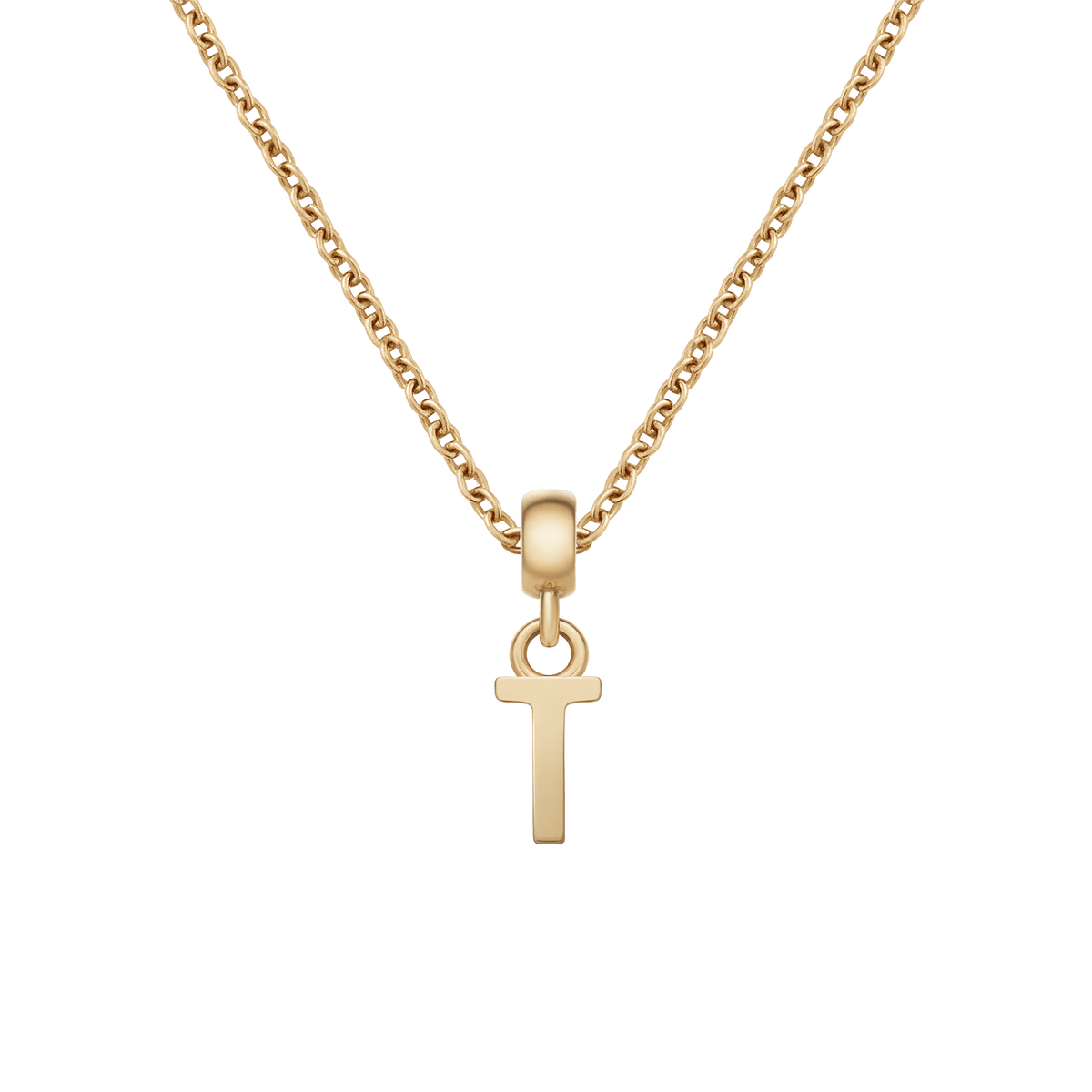 Charm Chain Necklace + Letter Charm Gold