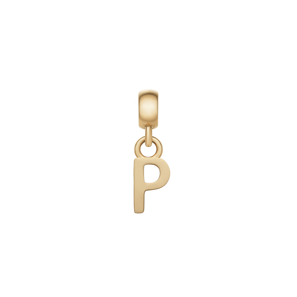 Daniel WellingtonのLetter Charm Goldは、アルファベットの「P」をモチーフにしたデザインです。縦線と半円を組み合わせたフォルムにゴールドの輝きが映え、ベイルとリングを通してネックレスやブレスレットに取り付けられます。