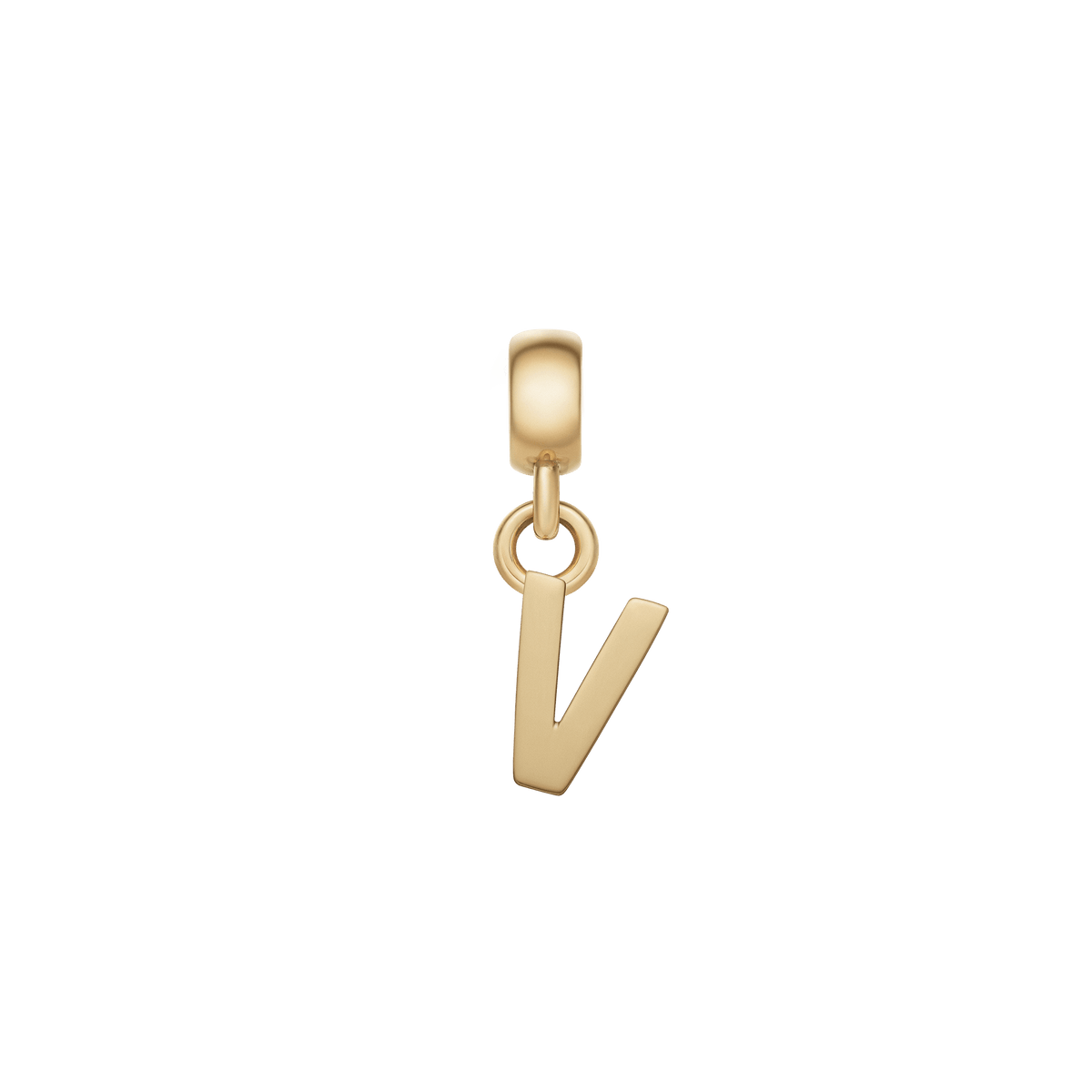 アルファベットの「V」をモチーフにしたDaniel WellingtonのLetter Charm Goldです。二本の直線が下部で交わるシャープなフォルムに、ポリッシュ仕上げのゴールドが上品な輝きを添えています。