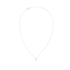 白背景で撮影したCrystal Zodiac Chain Necklace Rose Goldの商品全体写真です。繊細なローズゴールドチェーンの先端に、クリスタルをあしらった星座ペンダントが下がっています。ロブスタークラスプやアジャスターチェーンのディテールもはっきりと確認できます。