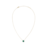 Daniel Wellington Audrey Necklace Malachite Goldの全体像。細身のゴールドチェーンの中央に、美しい縞模様のグリーンマラカイトチャームと、キュービックジルコニアのハローがあしらわれたペンダントネックレスです。