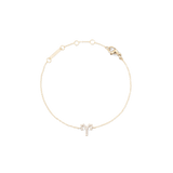 ゴールドのCrystal Zodiac Chain Bracelet 牡羊座モデルを白背景で円形に広げて撮影した画像です。繊細なゴールドチェーンの中央に、クリスタルで象られた牡羊座のシンボルが配置されています。上部にはアジャスタープレートとロブスタークラスプが見えます。