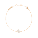 ダニエルウェリントン Mirelle Star Bracelet Rose Goldの全体像。細いローズゴールドチェーンの中央に、ホワイトキュービックジルコニアをあしらった星型のモチーフが輝きます。アジャスターリングとロブスタークラスプも確認できます。