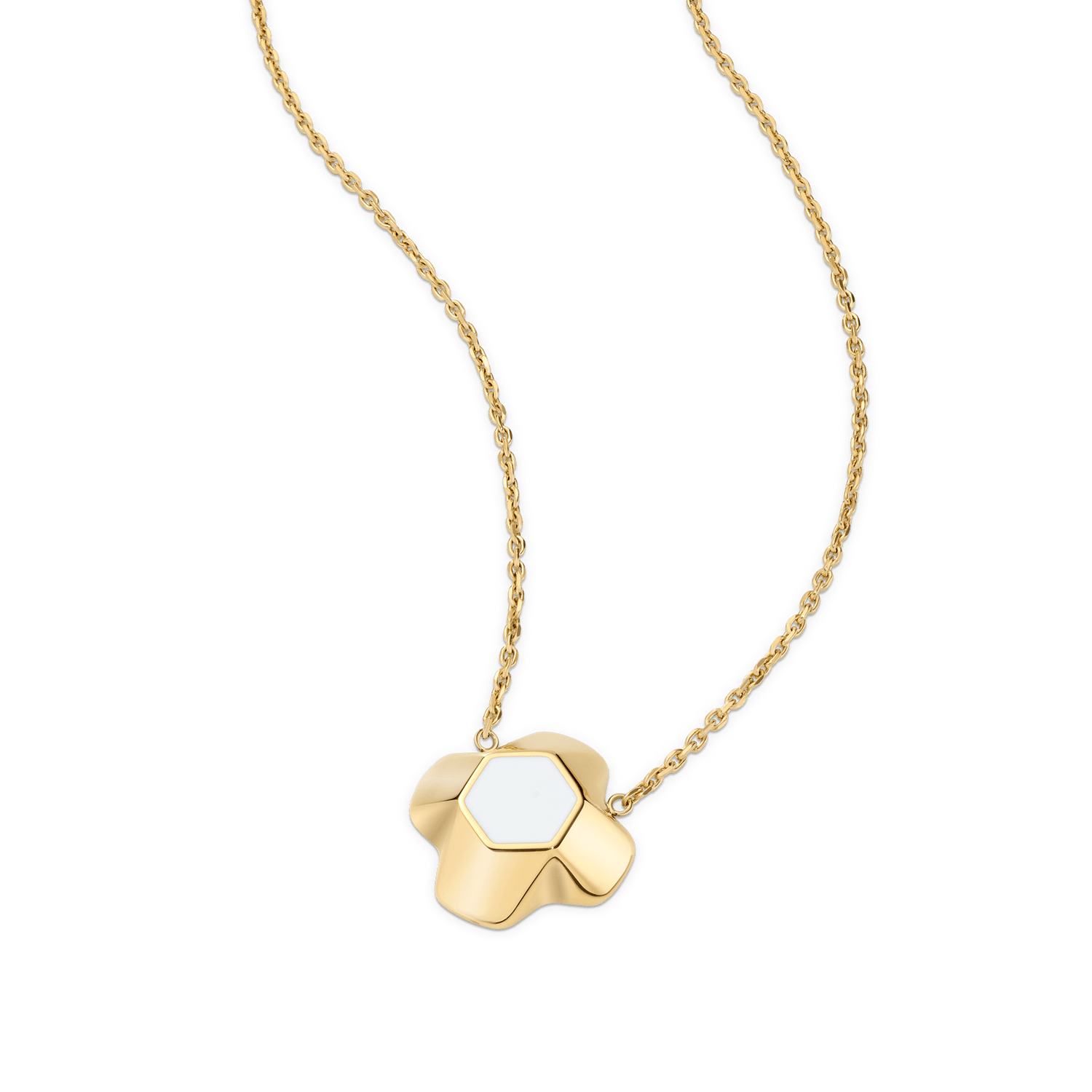 North Star Necklace 1 Medium White Enamel Gold
