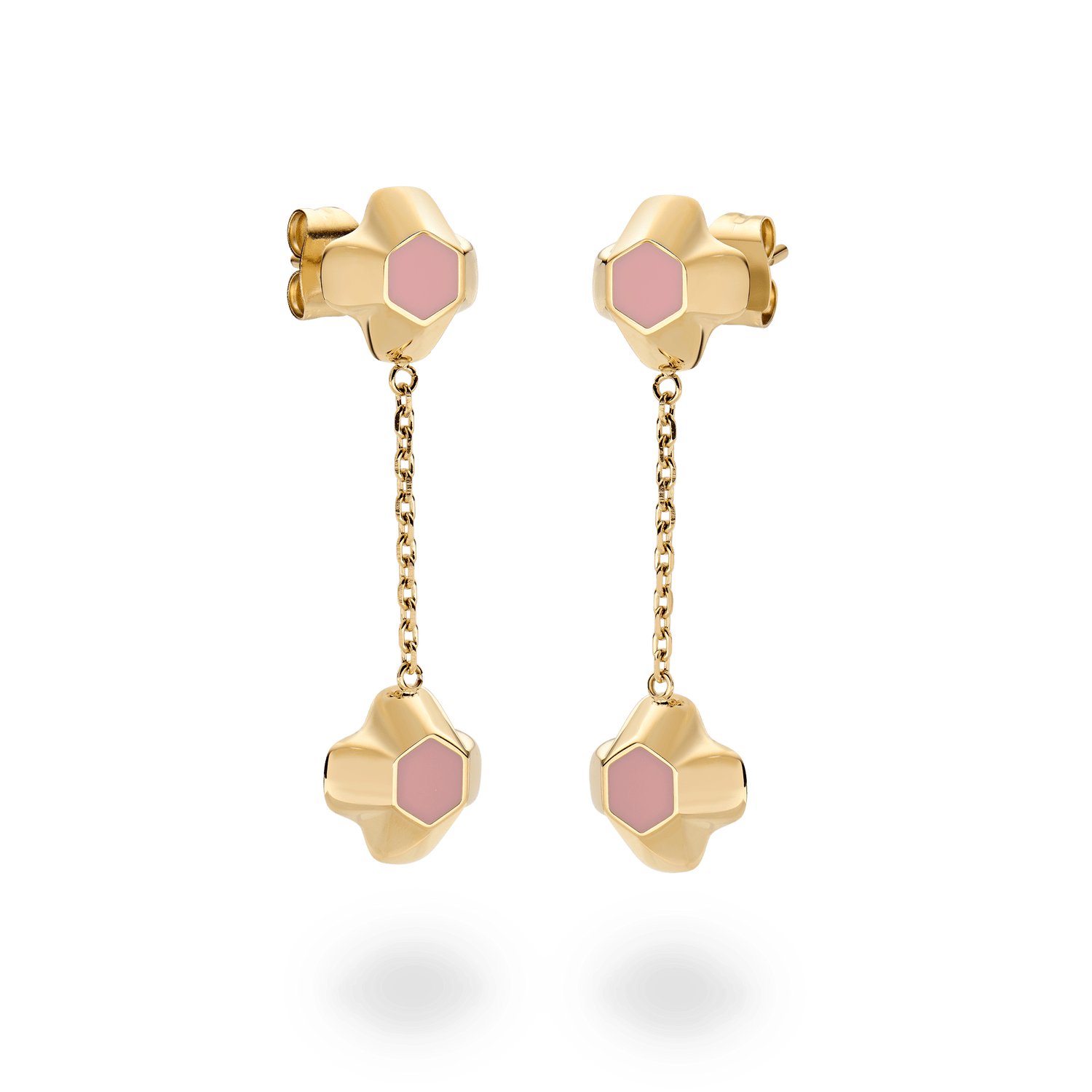 North Star Earrings Drop Apricot Enamel Gold