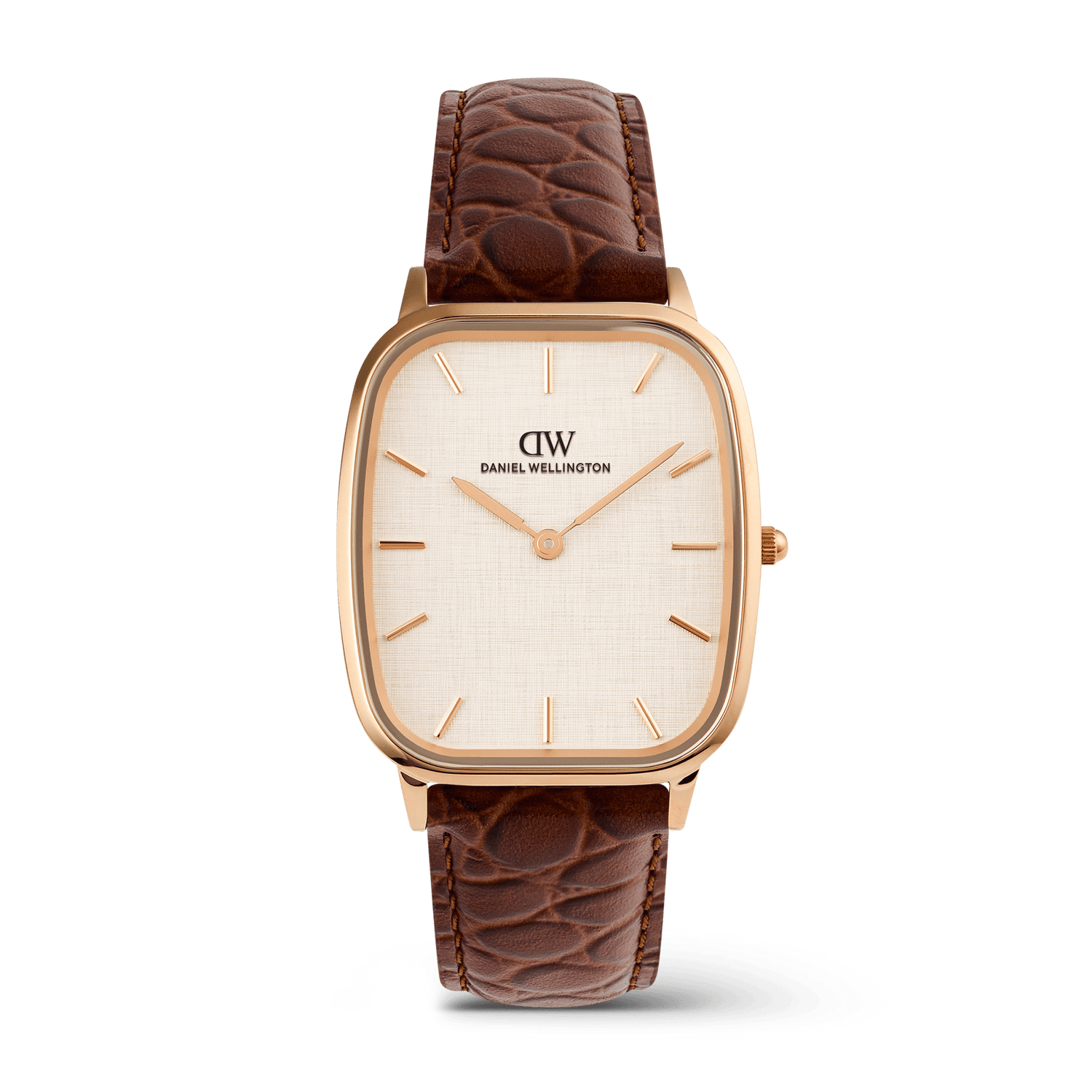 Marlon Brown Croc Belly Linen Rose Gold
