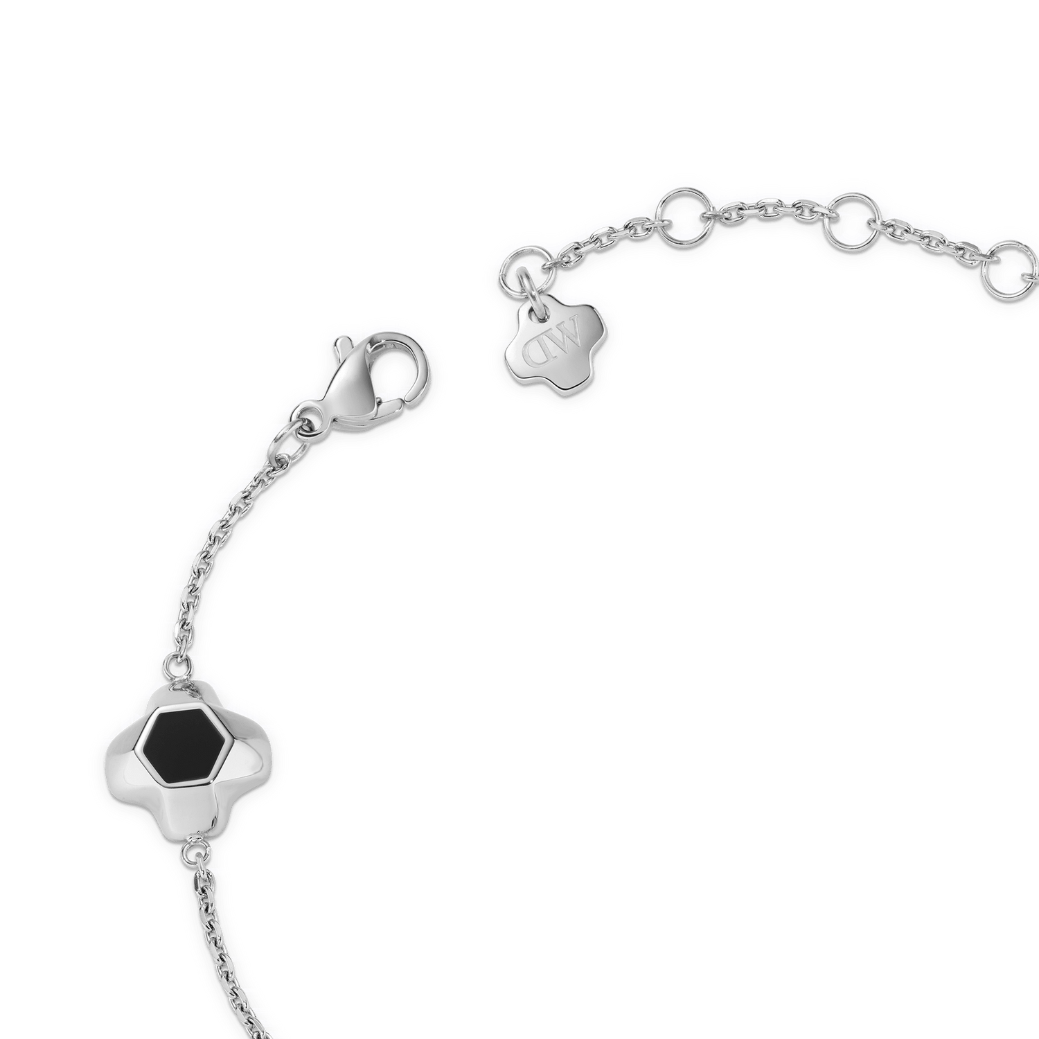 North Star Bracelet 5 Small Black Enamel Silver