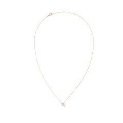 さそり座モデルのCrystal Zodiac Chain Necklace ローズゴールドを白背景で撮影した画像です。繊細なローズゴールドチェーンが自然なドロップ型のシルエットを描き、チェーンの最下部にはクリスタルをセットしたさそり座のペンダントがあしらわれています。上部にはロブスタークラスプとブランドプレート付きのアジャスターが確認できます。