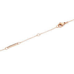 ローズゴールドのCrystal Zodiac Chain Necklaceでは、チェーンの背面に細部までこだわったディテールが施されています。ロブスタークラスプやアジャスターに加え、Daniel Wellingtonのブランド名が刻印されたバープレートも確認できます。