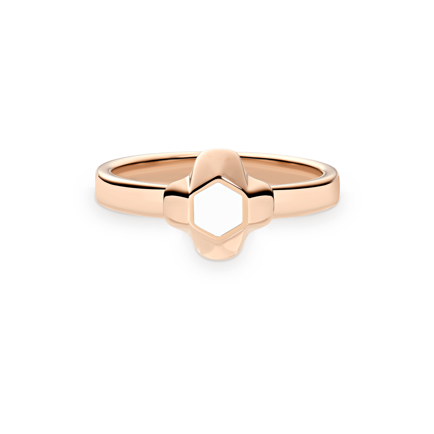 North Star Ring Small White Enamel Rose Gold