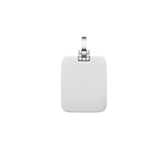 ダニエルウェリントンのシルバーペンダントトップ「Rectangular Detail Crystal Pendant S」。角を丸めたフラットなスクエアプレートに、小粒のクリスタルをあしらったベイル部分をクローズアップしたデザインです。