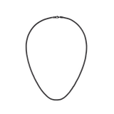 Daniel WellingtonのTide Mesh Necklace Black 2.8を全体的に捉えた画像です。ブラックのメッシュチェーンがループ状に配置され、細かな網目模様とロブスタークラスプが確認できます。