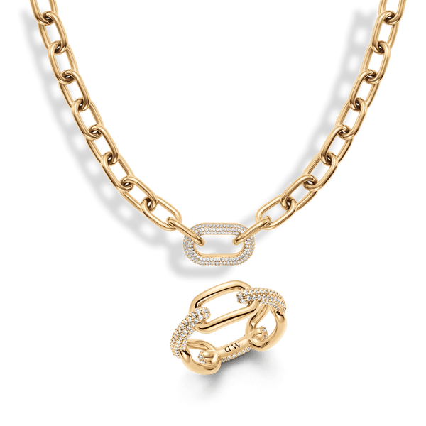 ダニエルウェリントン Crystal Link Necklace Gold Crystal Link