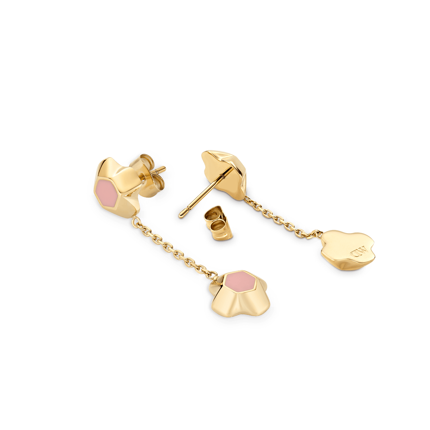 North Star Earrings Drop Apricot Enamel Gold