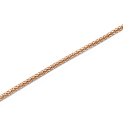 Tide Mesh Necklace Rose Gold 1.8のチェーン部分を拡大したディテール画像です。細かなリンクが規則的に編み込まれたメッシュ構造がわかり、ローズゴールドの表面が光を反射して繊細な輝きを放っています。
