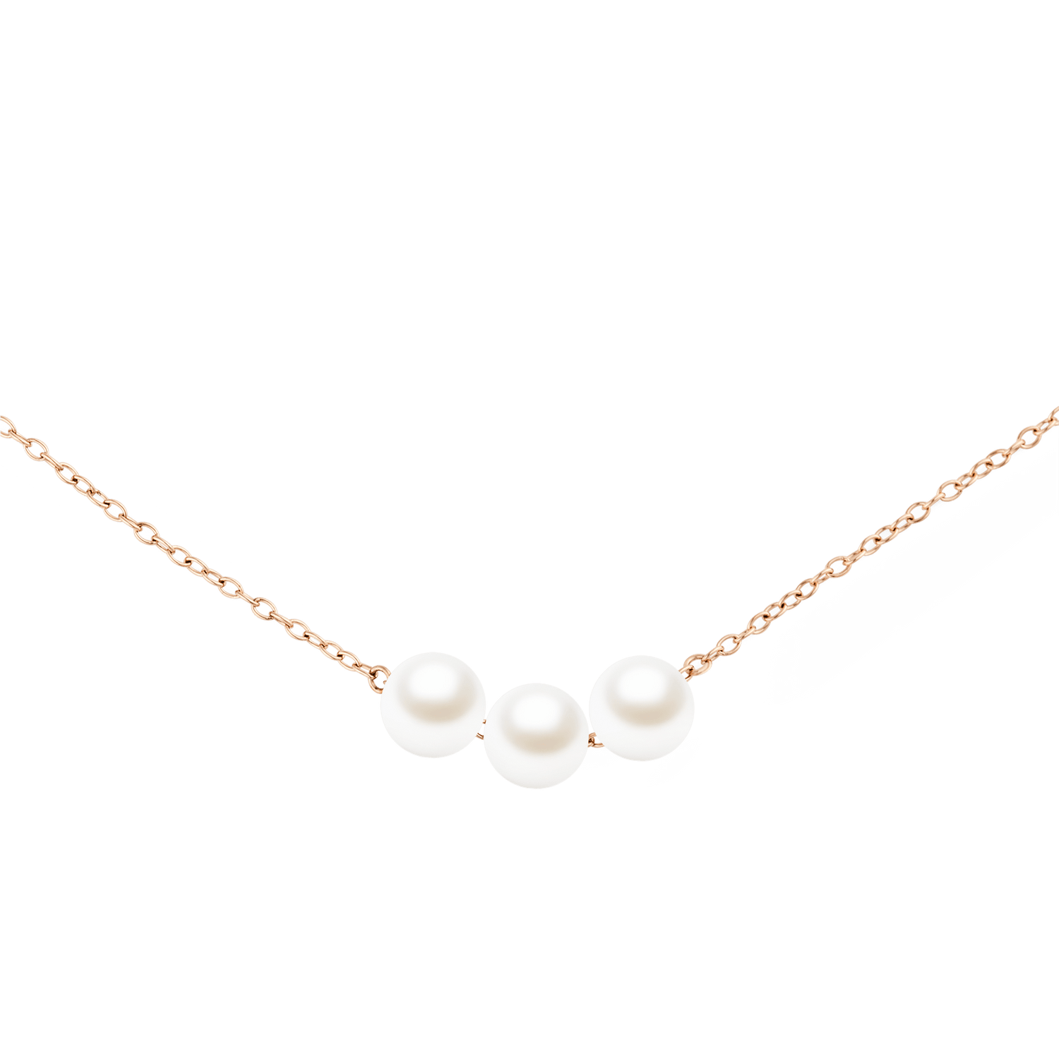 Pearl Trio Necklace Rose Gold