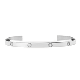 Daniel Wellington Classic Lumine Braceletのシルバーカフブレスレットです。磨き上げられた5.5mm幅のステンレススチールに、キュービックジルコニアが等間隔でベゼルセッティングされています。フラットで上品なデザインのカフブレスレットです。