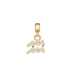 みずがめ座のシンボルをモチーフにしたCrystal Zodiac Charm Gold。波形のラインに沿って複数のキュービックジルコニアがあしらわれ、ゴールドのチェーンから吊り下がるデザインです。