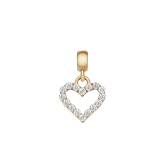 Daniel WellingtonのHeart Contour White Crystal Charm Goldは、オープンハートの輪郭に沿ってホワイトクリスタルが一粒ずつセットされたゴールドチャームです。
