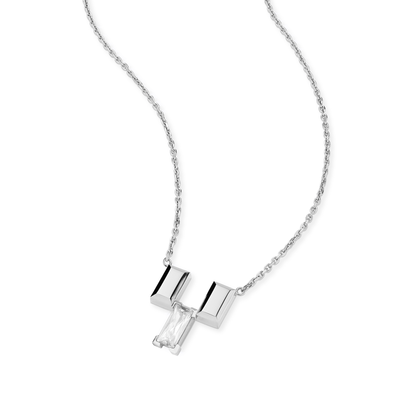 Bric Necklace Crystal Silver