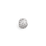 ダニエルウェリントン Pavé Orb White Crystalの正面クローズアップ。スターリングシルバー製のコンパクトなオーブ型チャームに、ホワイトキュービックジルコニアが球体全面にパヴェセッティングされています。