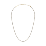 ダニエルウェリントン Classic Tennis Necklaceのゴールドカラー全体像です。クリスタルが途切れることなく連なるテニスチェーンデザインで、アジャスター付きのクラスプが確認できます。