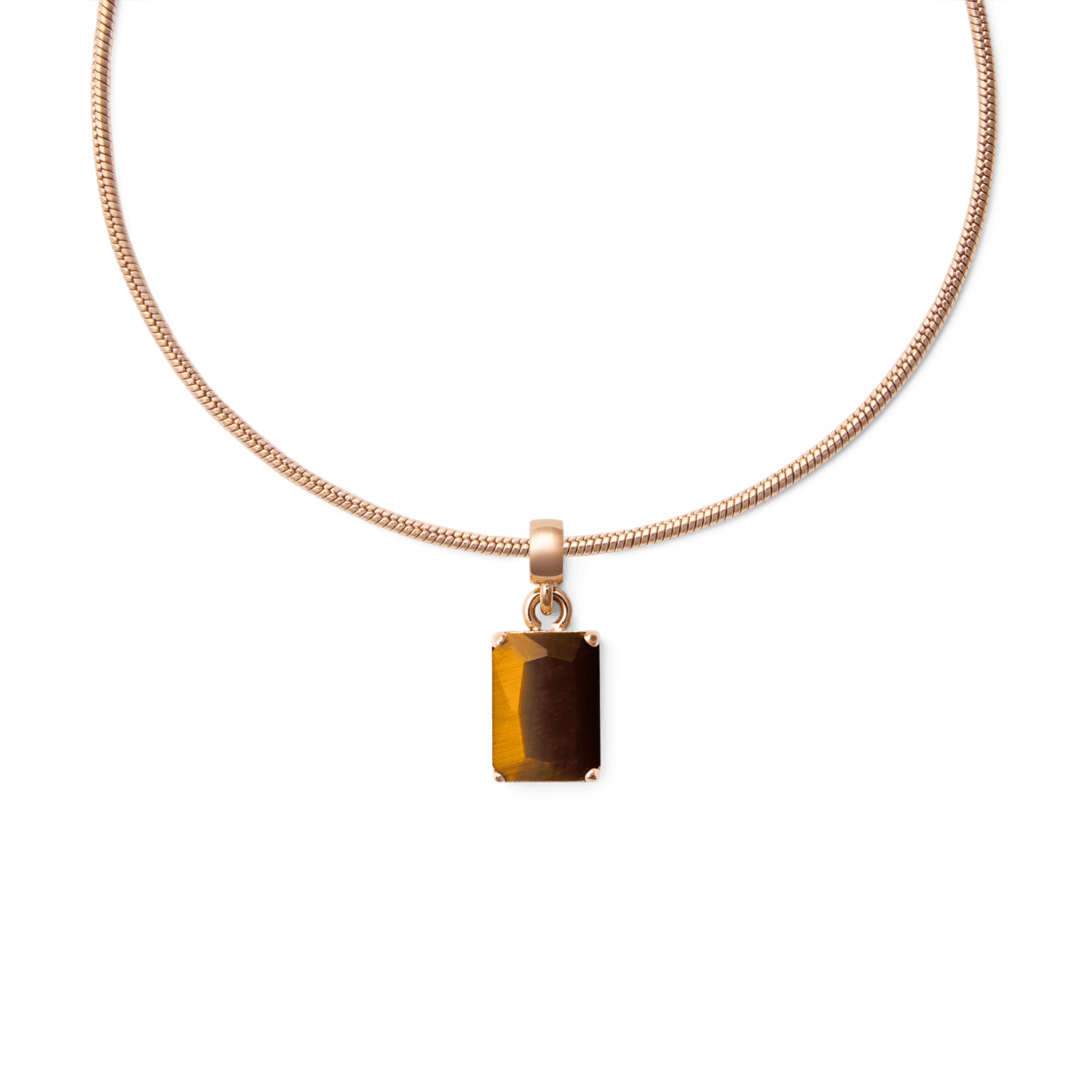 Tiger eye Octagon Rose Gold Charm