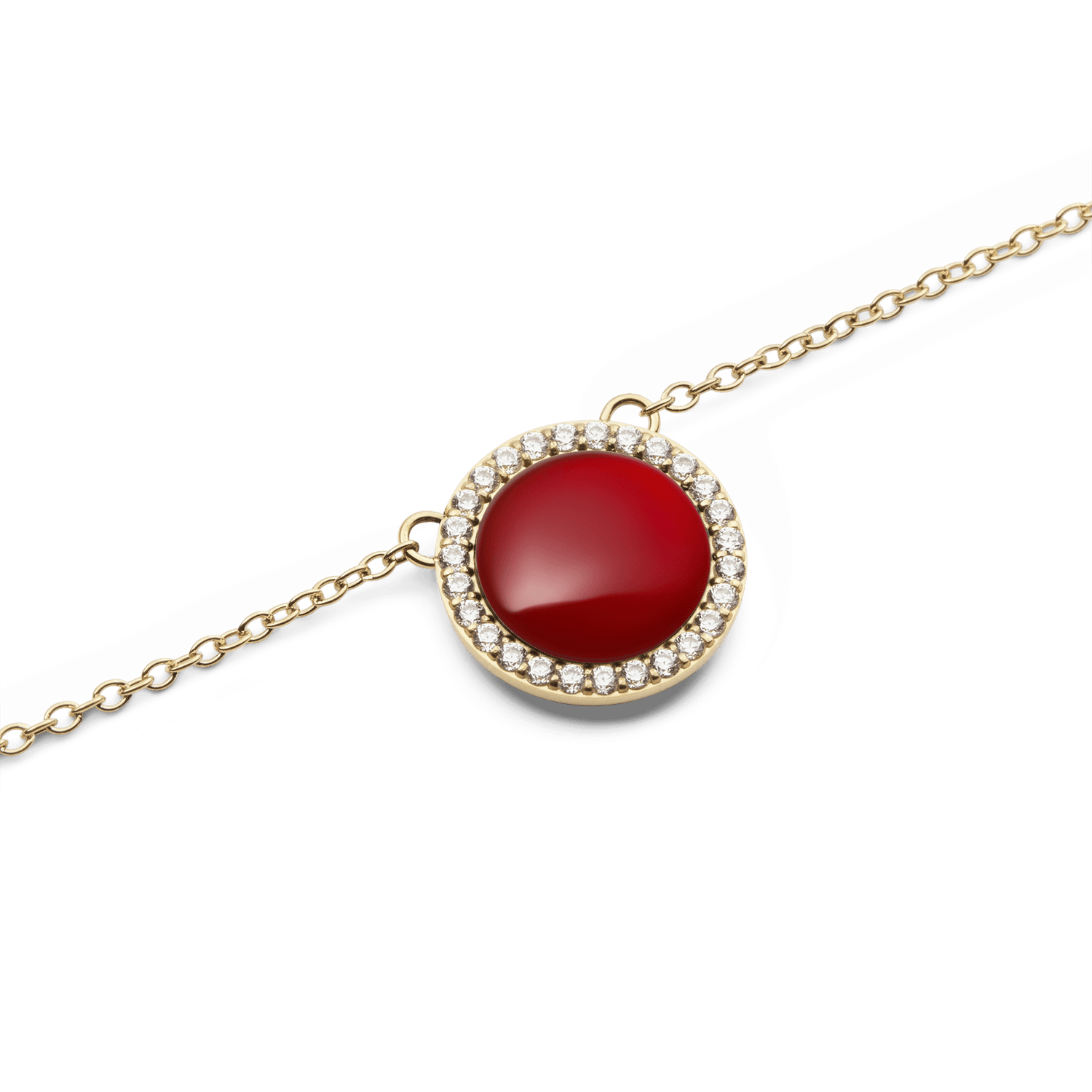 Audrey Necklace  Red Agathe Gold