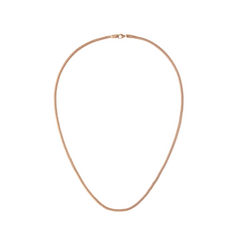 Daniel Wellington Tide Mesh Necklace Rose Gold 2.8は、緻密なメッシュ編みのローズゴールドチェーンとロブスタークラスプを備えたユニセックスデザインのネックレスです。白背景に撮影された商品全体の画像です。